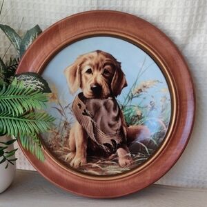 Vintage Golden Retriever Collector Decorative Plate, "Caught in the Act" 1987